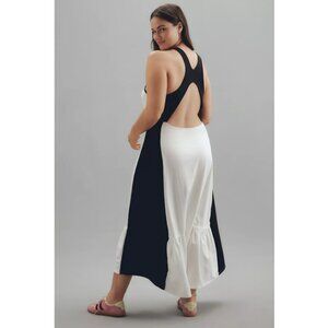 Anthropologie Plus Daily Practice Black & White Colorblock Racer Midi Dress 2X